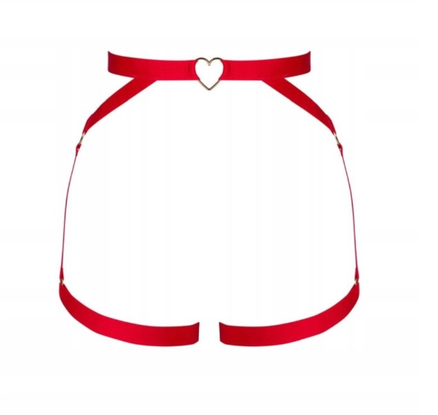 Портупея пояс Obsessive Elianes harness, червона, XS/S - Зображення 2