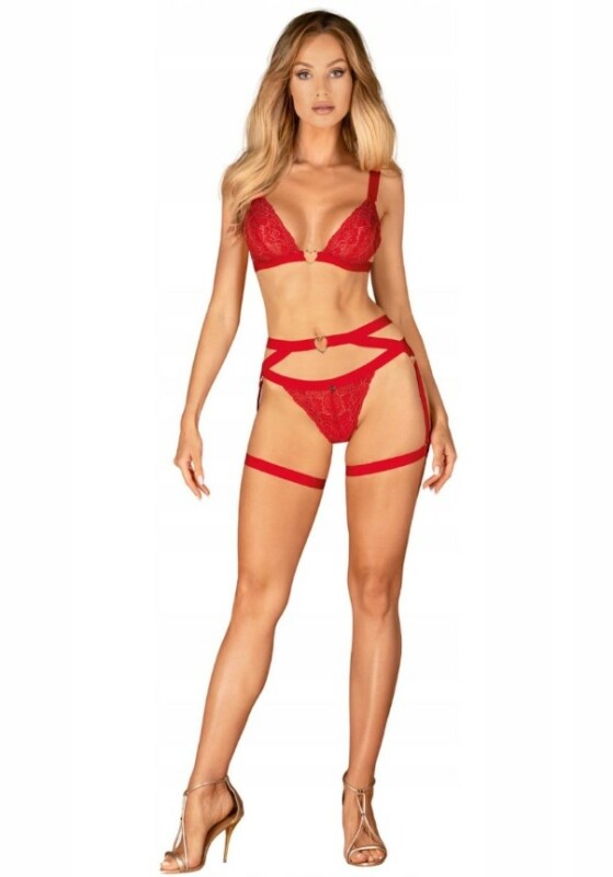 Портупея пояс Obsessive Elianes harness, червона, XS/S - Зображення 5