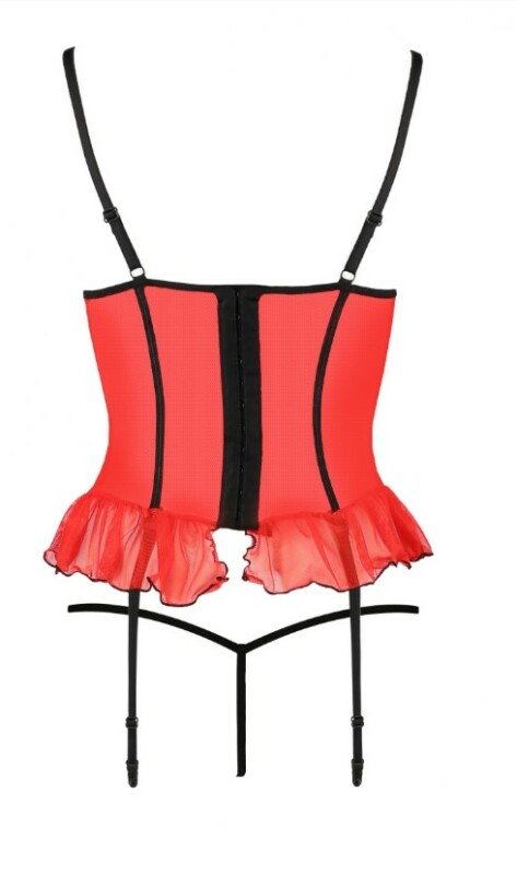 Корсет з відкитим бюстом Passion Cherry, зі стрінгами, червоний, S/M - Зображення 3