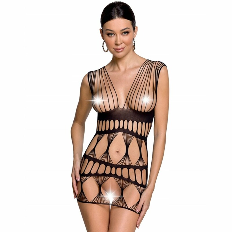 Сукня еротична з перфорацією One Size BS089 Passion, чорна