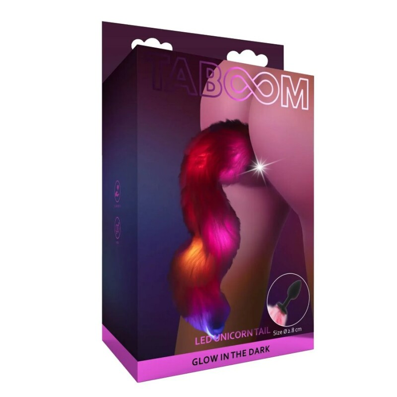 Анальна пробка з хвостом що світиться TABOOM Unicorn Tail &amp; Buttplug LED, 6.5 х 2.8 см