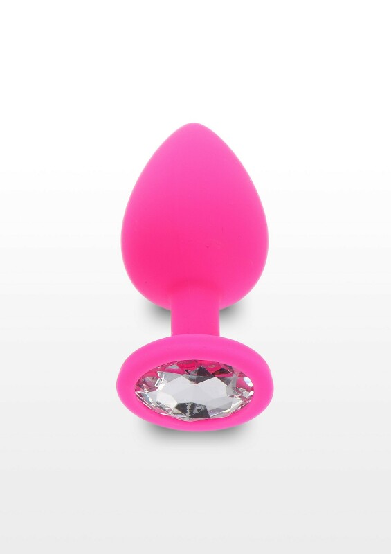 Анальна пробка L з кристалом Toy Joy, силіконова, рожева, 9 х 4.5 см - Изображение 2