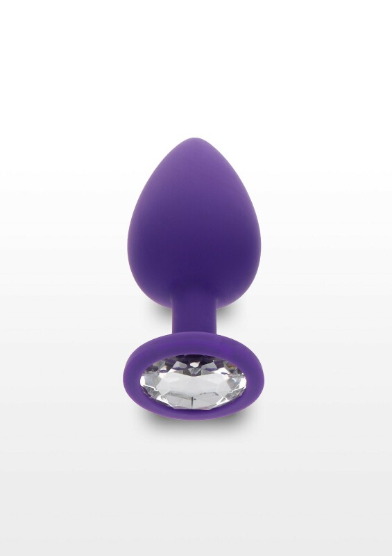 Анальна пробка L з кристалом Toy Joy, силіконова, фіолетова, 9 х 4.5 см - Изображение 2
