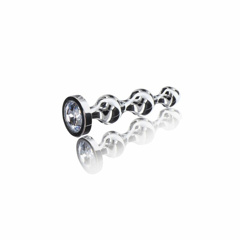 Анальна ялинка М металева зі стразами ToyJoy Anal Play Diamond Star Beads срібна, 11.7 см х 2.7 см - Изображение 3