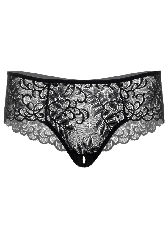 Трусики еротичні мереживні з інтимними вирізом S/M Ella Daring Intimates, чорні - Зображення 2