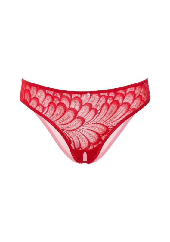 Трусики сексуальні з інтимним вирізом S/M Daring Intimates, напівпрозорі, червоні - Зображення 3