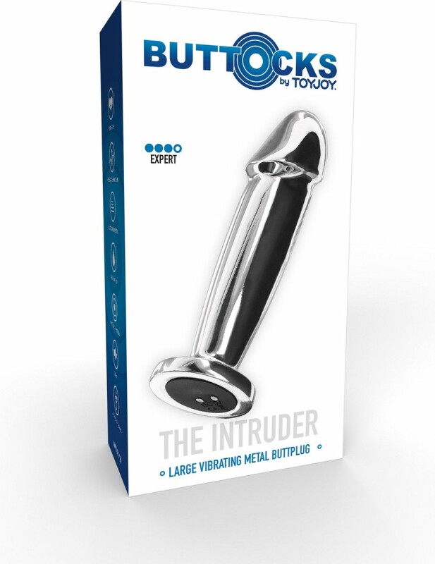 Анальна пробка металева з вібро ToyJoy The Intruder Vibrating Plug, срібляста, 11.8 х 2.9 см - Изображение 1