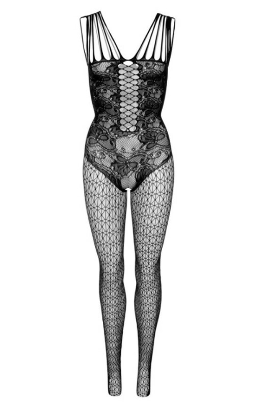 Комбінезон Daring Intimates Hex and Lace Net Bodystocking, чорний, O/S - Изображение 6