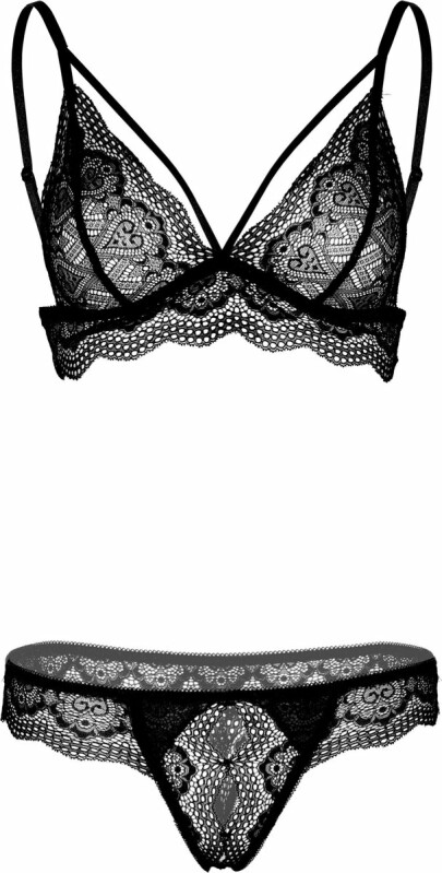 Комплет мережевний, Daring Intimates Bra and Crotchless Panty, чорний, S/M - Зображення 2