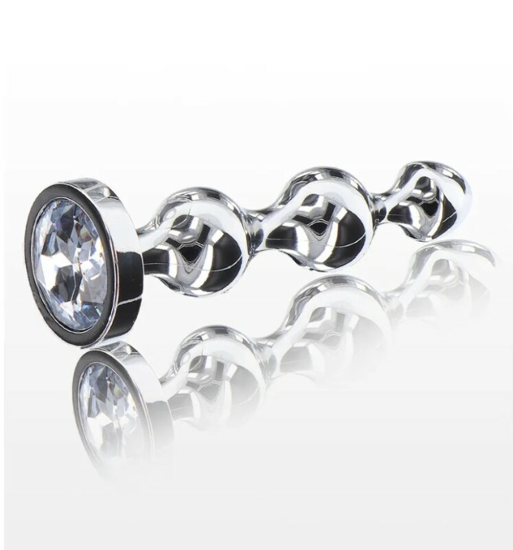 Анальна пробка металева ToyJoy Diamond Star Beads Large, срібляста, 13.4 х 3 см - Изображение 2