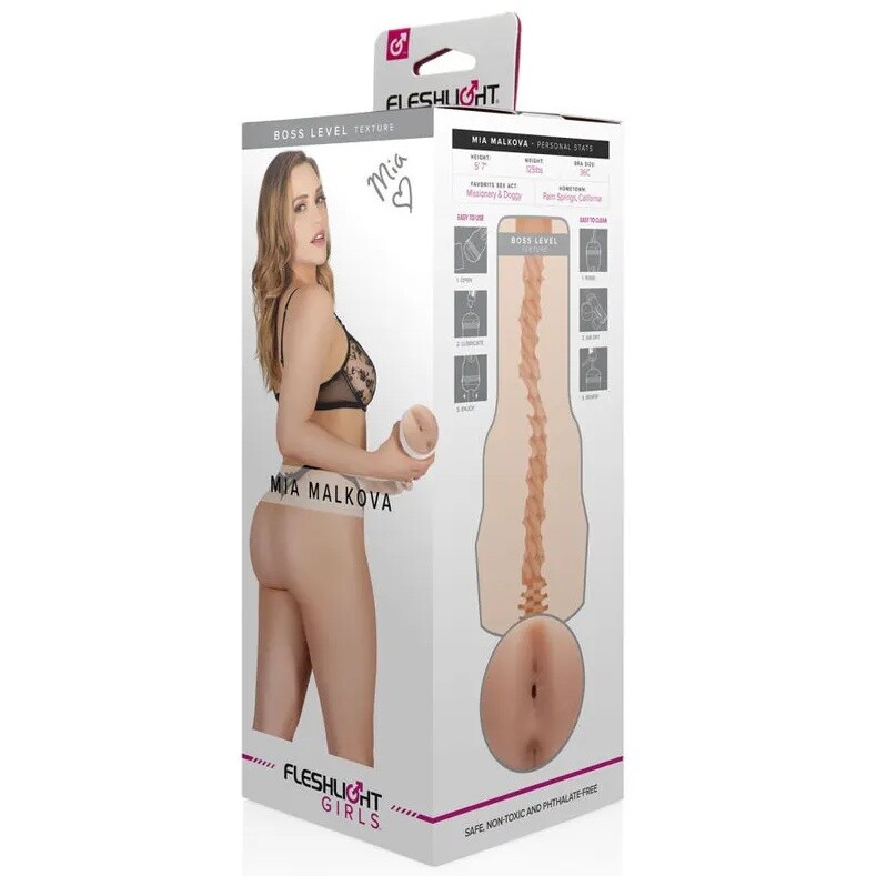 Мастурбатор реалістичний анус Fleshlight Girls Mia Malkova Boss Level Signature Butt (RP) з кібершкіри (Superskin) у колбі, бежевий, 25 см - Изображение 1