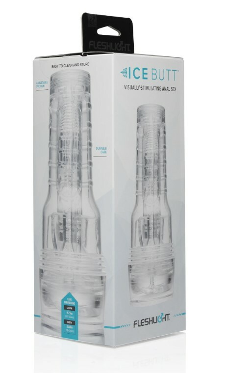 Мастурбатор анус у колбі Fleshlight Ice Butt Crystal, кібершкіра, прозорий, 25 х 9 см - Изображение 1