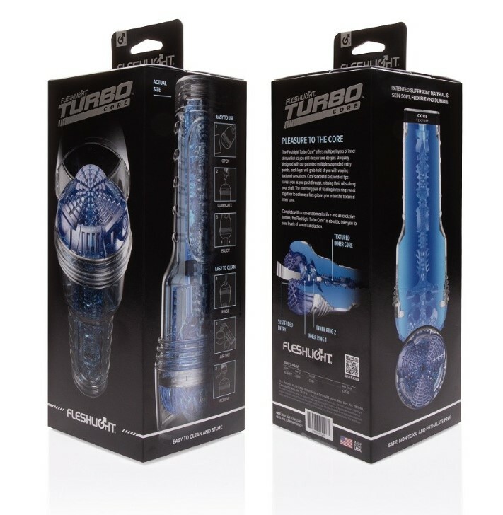 Мастурбатор з кібершкіри Fleshlight Turbo Core Blue Ice (RP), прозорий, 25 х 10 см - Изображение 1