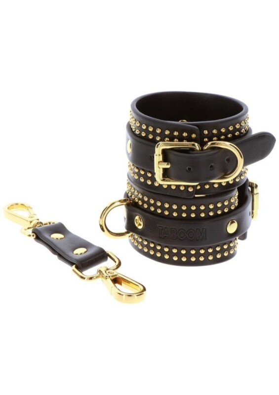 Наручники Taboom Vogue Studded Wrist Cuffs Set з веганської шкіри, чорні - Изображение 2