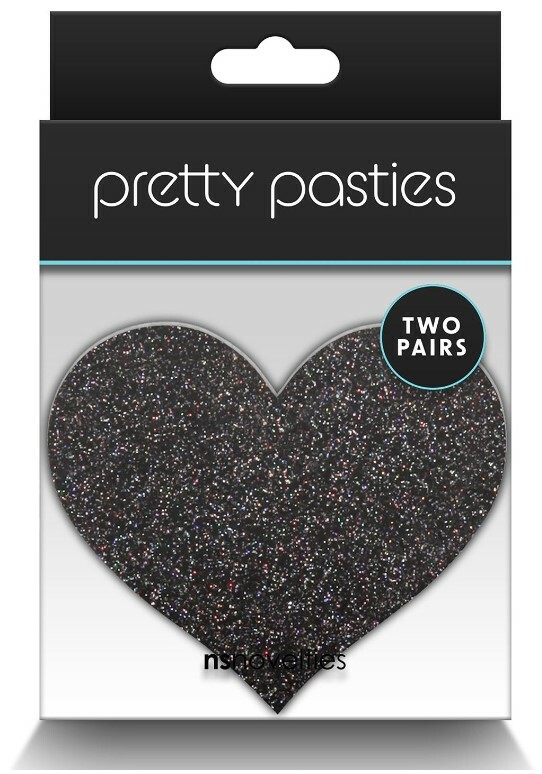 Пестиси у формі серця Pretty Pasties Glitter Hearts, чорні та золоті, O/S - Зображення 1