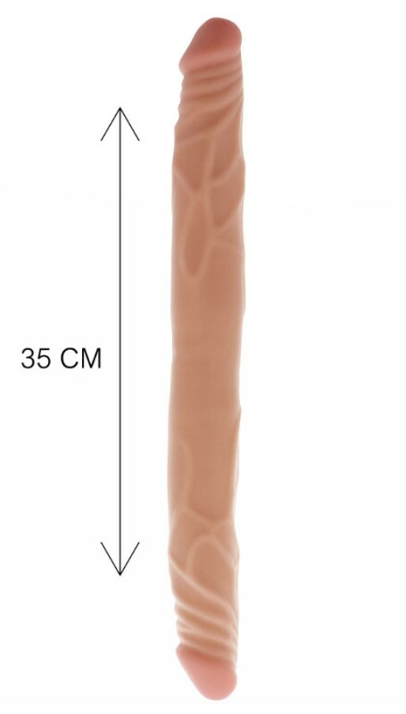 Подвійний фалоімітатор ToyJoy Double Dong, бежевий, 35 х 3.5 см - Зображення 3