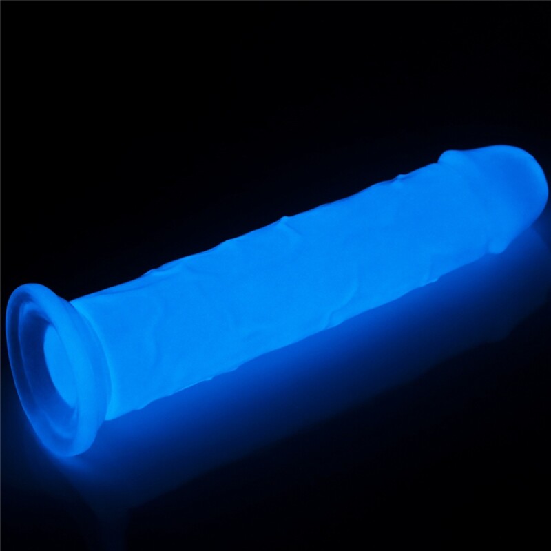 Фалоімітатор реалістичний Lovetoy Lumino Play Dildo світиться в темряві, на присосці, прозорий, 21 х 4 см - Изображение 2