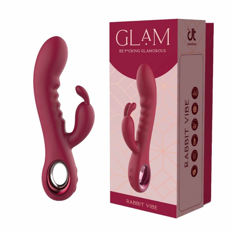 Вібратор кролик рельєфний Dream Toys Glam Rabbit Vibe червоний, 22.5 х 4 см