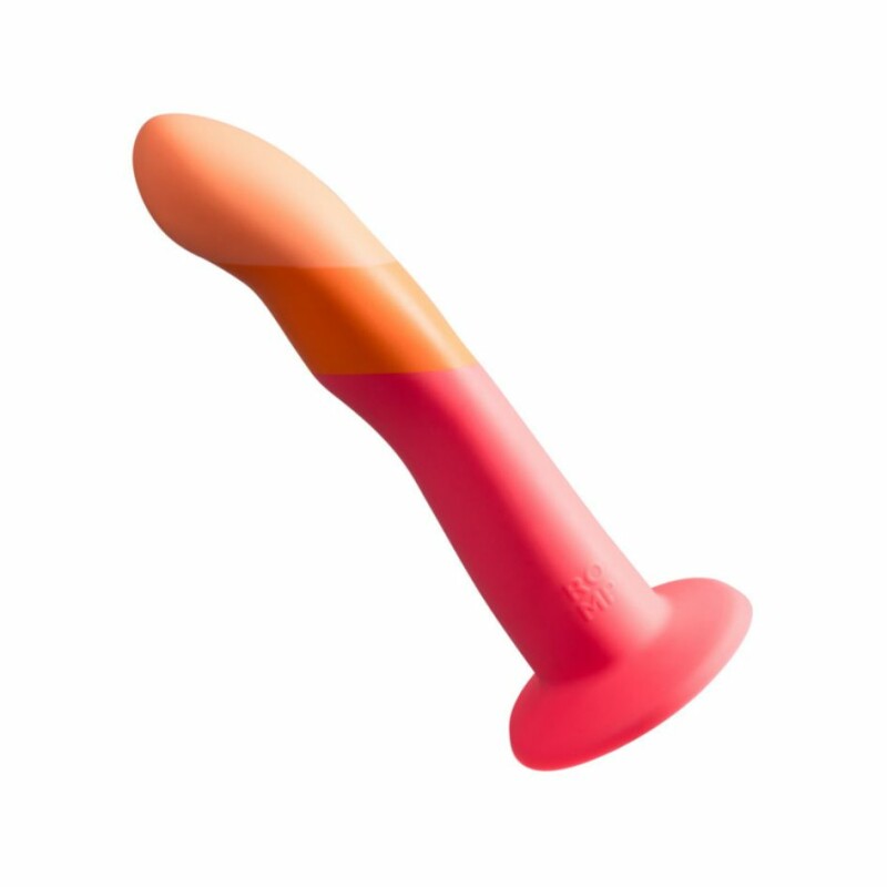 Нереалістичний фалоімітатор ROMP Dizi Dildo насадка на страпон на присосці, для точки G і P, помаранчевий, 18 см х 3.5 см - Изображение 1