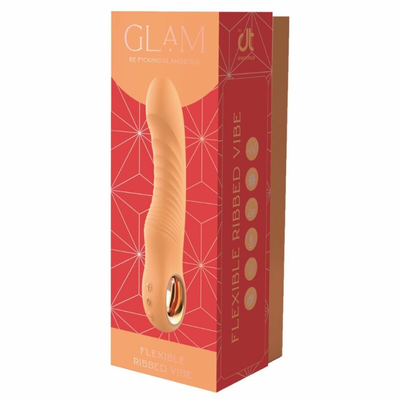 Вібратор ребристий Dream Toys Glam Glam Flexible Ribbed Vibe помаранчевий, 22 х 3.9 см - Изображение 7