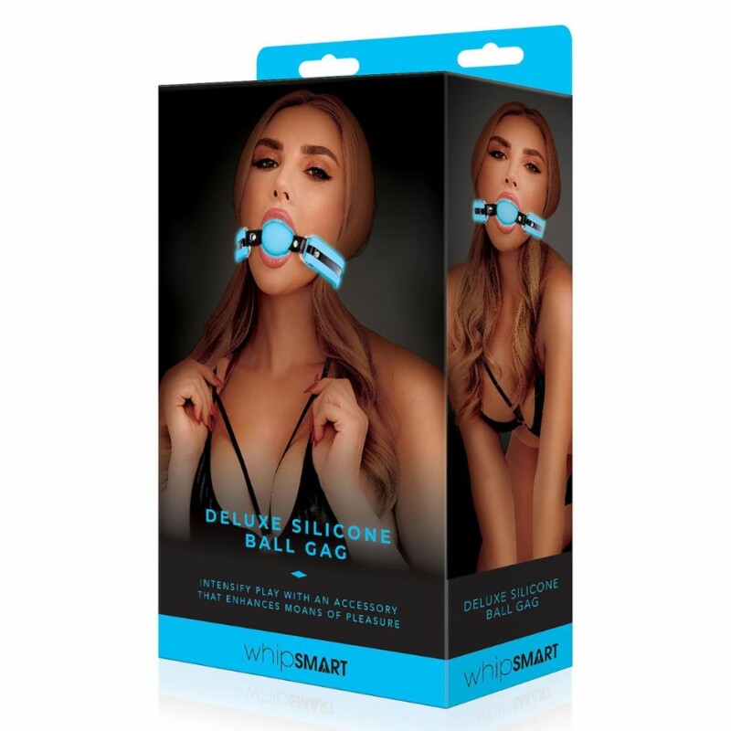 Кляп кулька WhipSmart Deluxe Silicone Ball Gag, що світиться в темряві, блакитний - Изображение 2