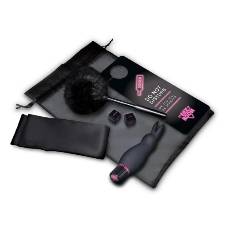 Набір із вібратором для клітора Sex Room Raunchy Kit, 5 предметів та мішечок для зберігання, чорного кольору, 13 см - Изображение 3