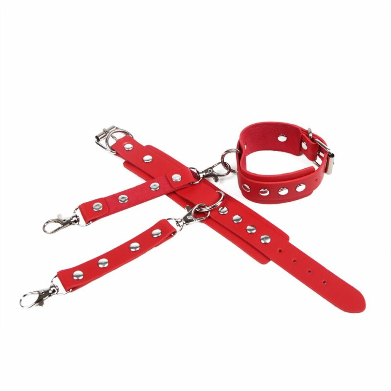 Гартери на талію і стегна з наручниками Star Night Sexy Bondage з екошкіри, червоні, One Size - Изображение 3