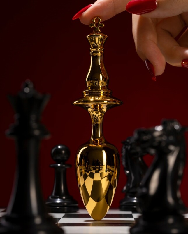 Анальна пробка у вигляді шахової фігури UPKO The Chess Collection Chess King металева, золота, 14 х 4.5 см