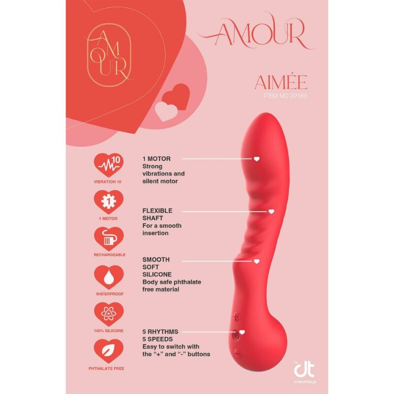 Вібратор рельєфний для точки G Dream Toys Amour Aimee червоний, 22 х 4.1 см - Зображення 7