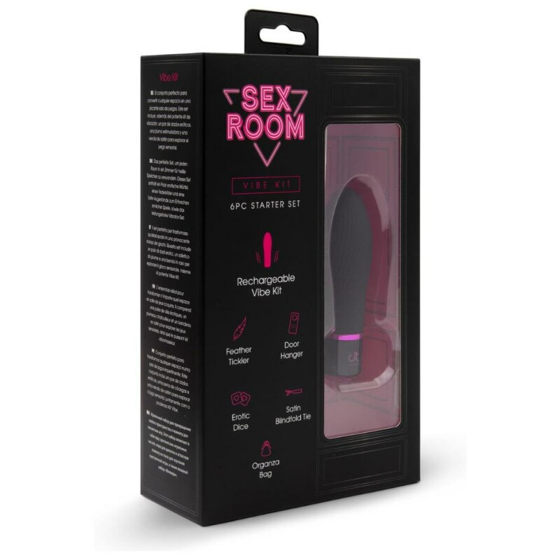 Набір з міні-вібратором для прелюдії Sex Room Vibe Kit 5 предметів і мішечок для зберігання, чорного кольору, 10 х 3 см - Изображение 4