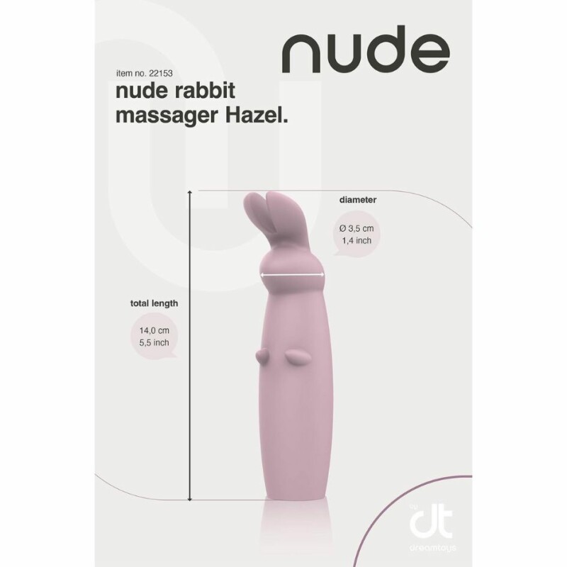 Міні-вібратор у вигляді кролика Dream Toys Nude Hazel Rabbit Massager рожевий, 14.3 см х 3.5 см - Изображение 7