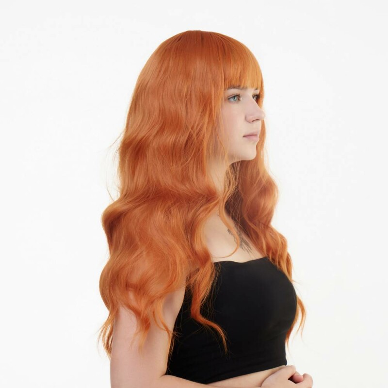 Перука довга кучерява з чубчиком, руда, 60 см - Изображение 2