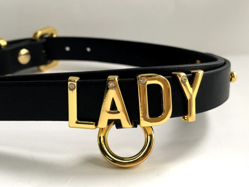 Чокер L з написом Lady від UPKO, зі шкіри, чорний із золотою фурнітурою - Изображение 4