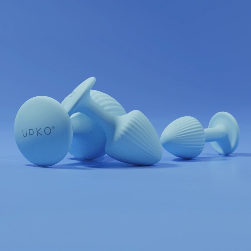 Набір анальних пробок The Mushroom UPKO, силіконові, блакитні, 3 шт. - Изображение 3