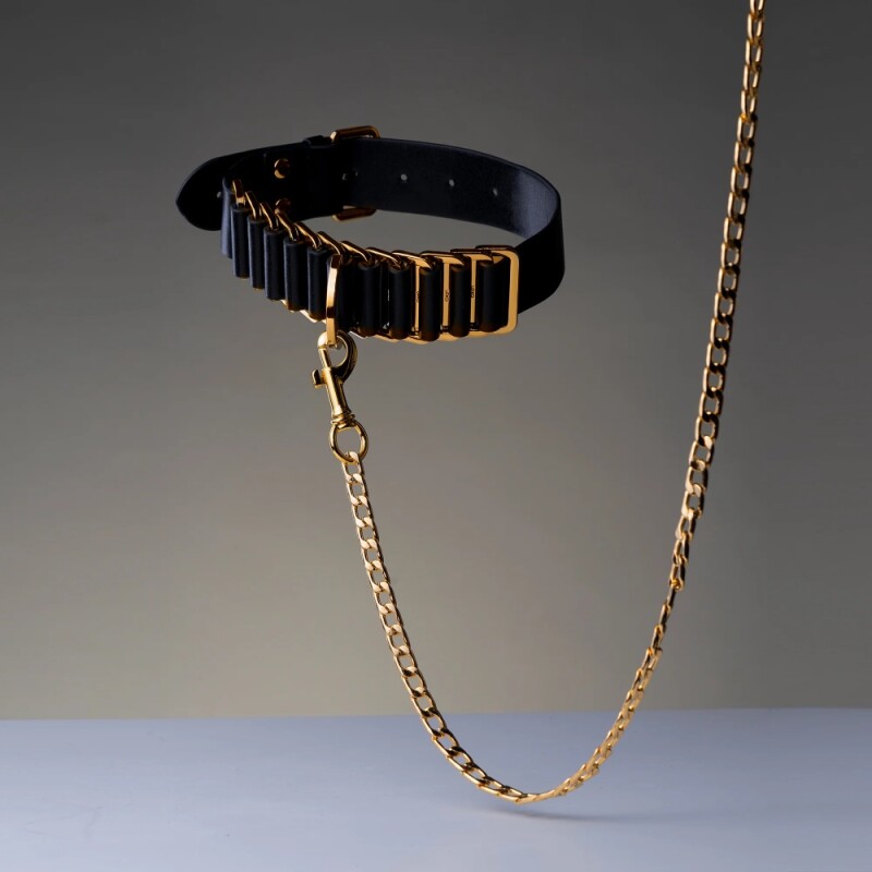 Нашийник з кільцем Indulge In The Restraints UPKO, шкіра і метал, чорний - Зображення 1
