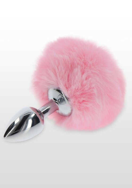 Анальна пробка металева Taboom Bunnytail Buttplug, з рожевим помпоном, 13.5 х 2.7 см - Зображення 2