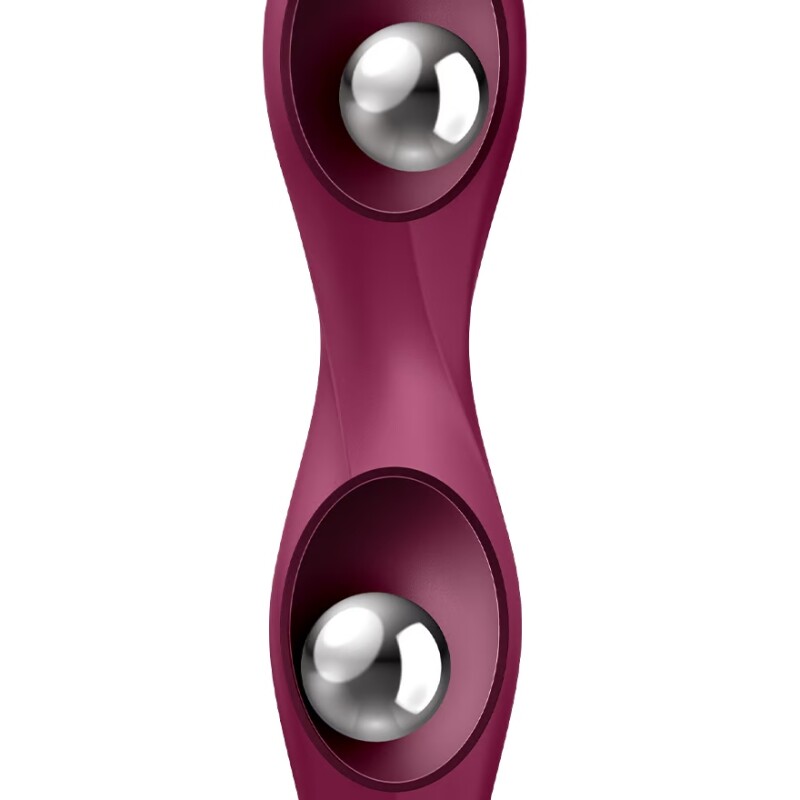 Вагінально-альний вібратор Double Ball-R з обтяженими кульками, бордовий, 17.9 х 3.8 см - Зображення 3