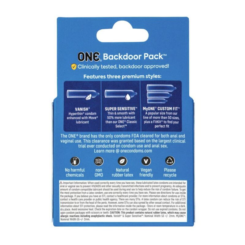 Гумки ONE Condoms Backdoor Pack™ упаковка, 3 шт - Зображення 1