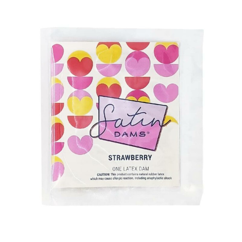Серветка для кунілінгусу латексна Strawberry Satin Latex Dams для орального сексу, 15 см x 25 см, 1 шт - Зображення 1