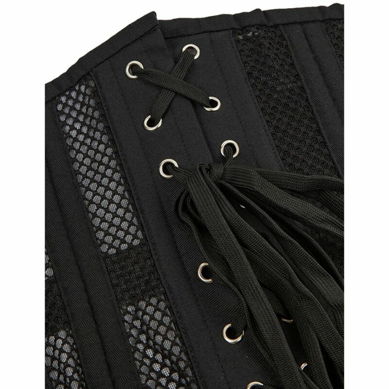 Корсет із сітки Star Night Steel Bones Grid Corsets М, з гачками і шнурівкою, чорний - Зображення 8