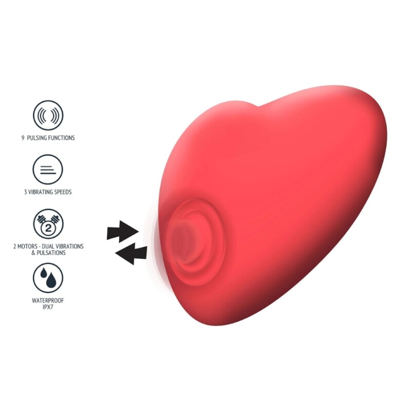Вібратор у вигляді серця Xocoon Heartbeat з пульсацією, червоний, 7.5 х 7.2 см - Зображення 4