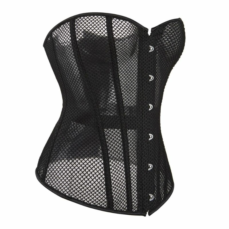 Корсет із сітки Star Night Grid Corset, S, з гачками й шнурівкою, чорний - Изображение 5