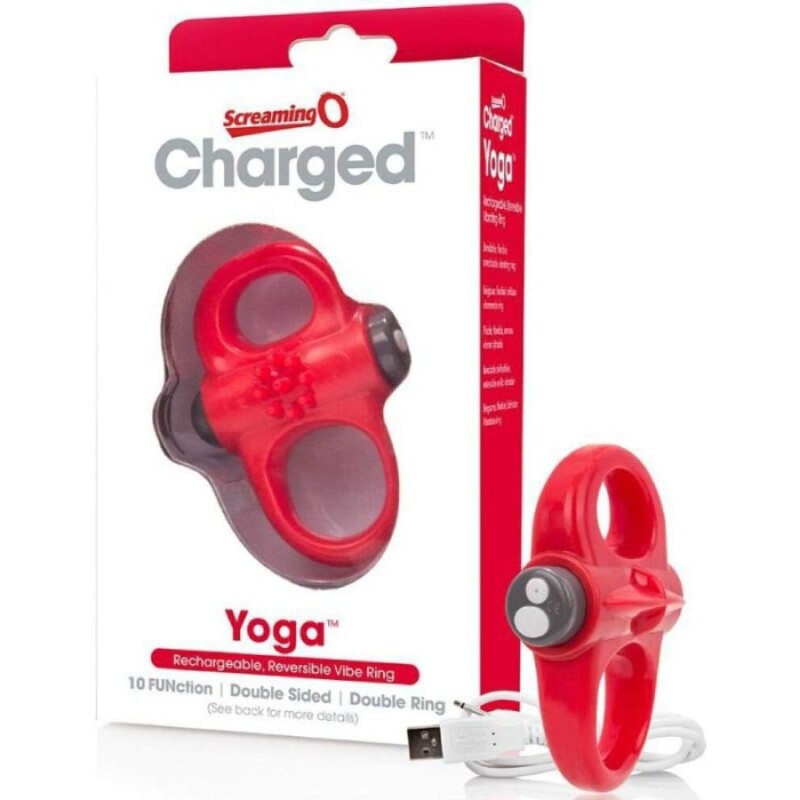 Подвійне ерекційне віброкільце Charged Yoga червоне, 19 х 4.5 см - Изображение 1