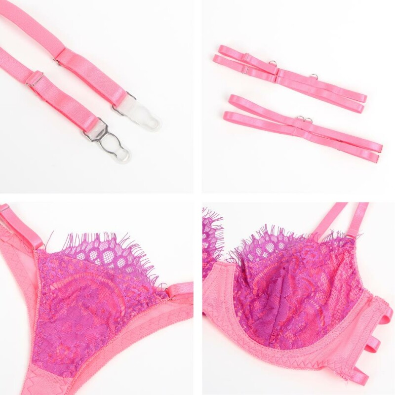 Спокусливий комплект із фіолетовим мереживом Star Night Rose Set 4 предмети, рожевого кольору, XS-S - Зображення 5
