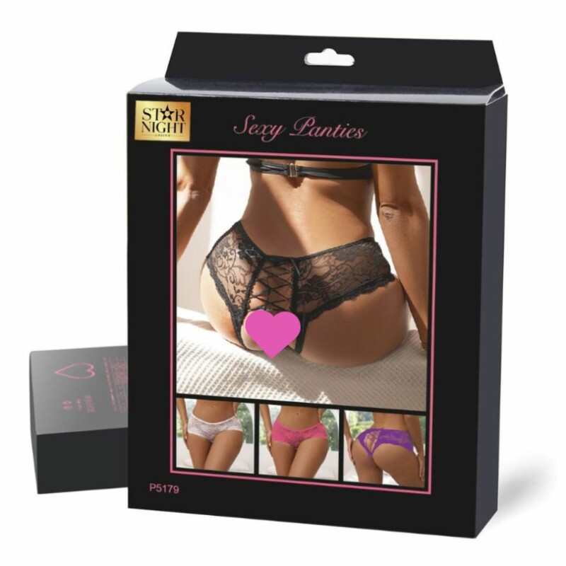 Трусики з доступом на шнурівці зі стрічки Star Night Lace Panty мереживні, білі, XS-S - Изображение 4
