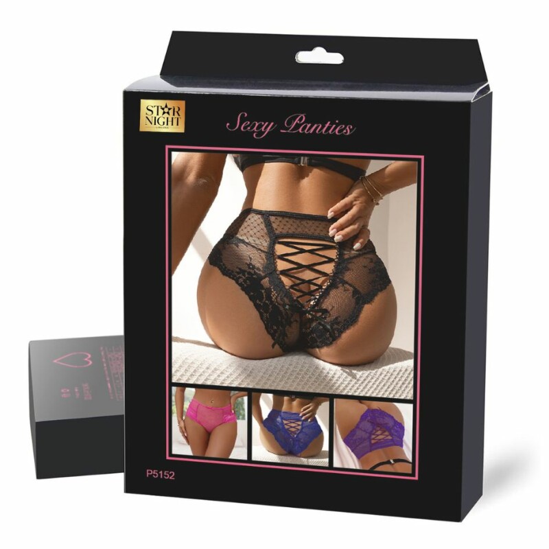 Трусики мереживні Star Night Lace Panty з високою талією, чорні, S-M - Зображення 2
