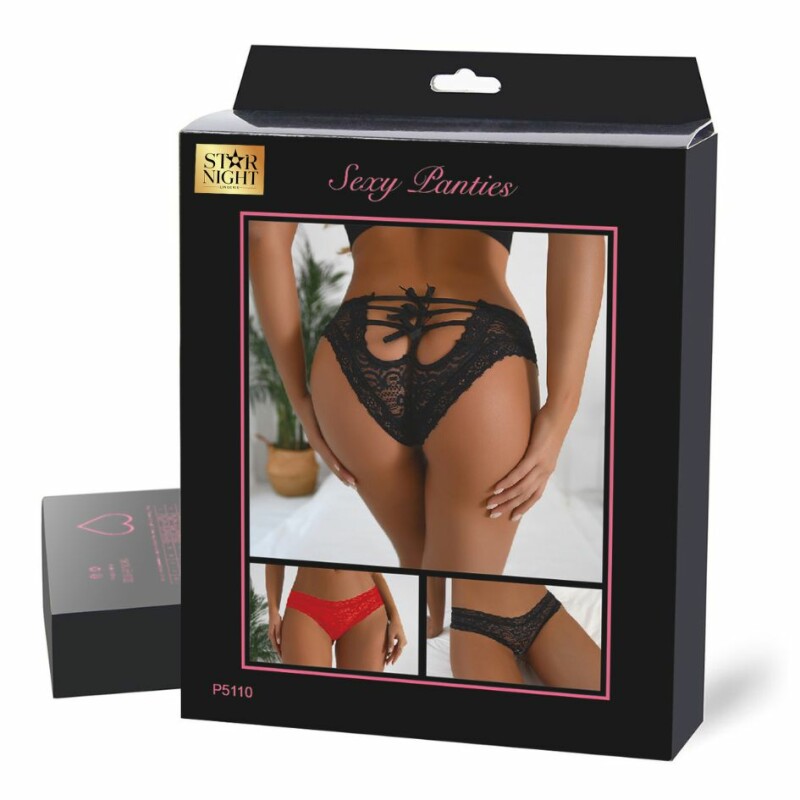 Трусики з бантиками Star Night Sexy Lace XS-S, мереживні, чорні