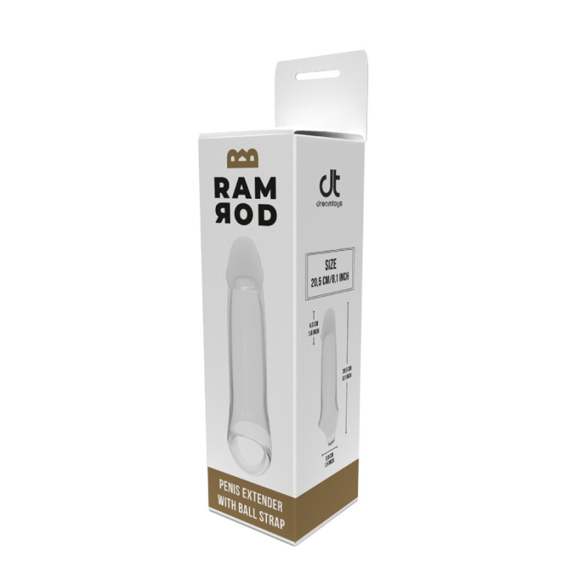 Насадка на пеніс Dreamtoys Ramrod з кільцем для мошонки, прозора, 20.5 х 4 см - Изображение 1