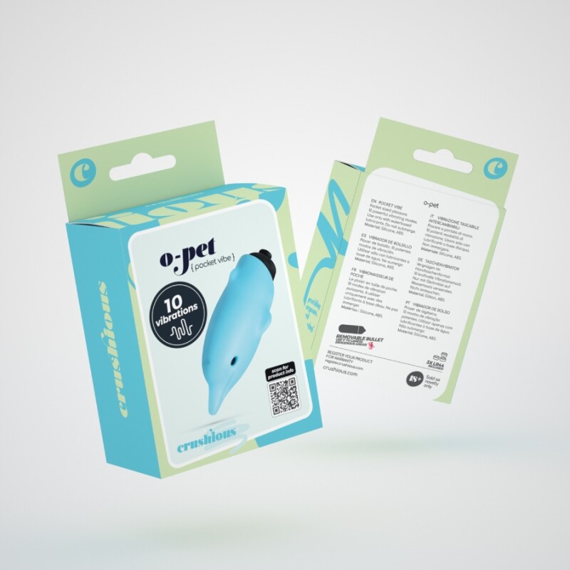 Міні-вібратор Crushios Dolphin з 10 швидкостями, блакитний, 7.5 х 2.6 см - Зображення 1