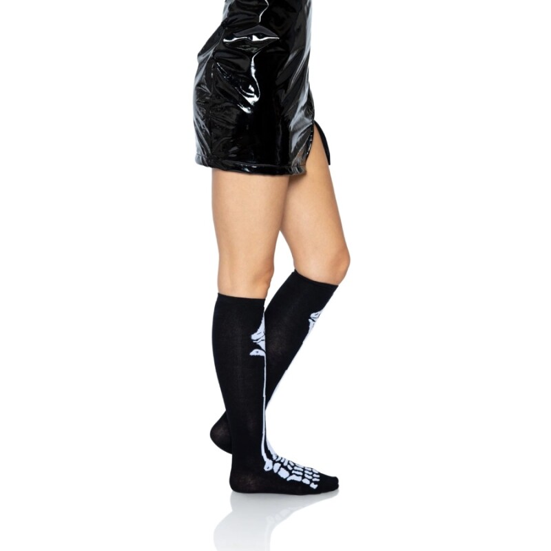 Шкарпетки довгі Leg Avenue Frankie Skeleton, чорні-білі, One Size - Изображение 3
